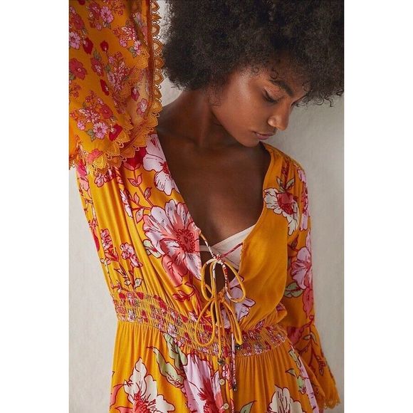 New Free People x Intimately Penny Printed Maxi Bodysuit Size Medium - Picture 4 of 10